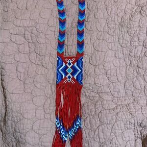 FARM Rio Vibrant Red and Blue Beaded Necklace
